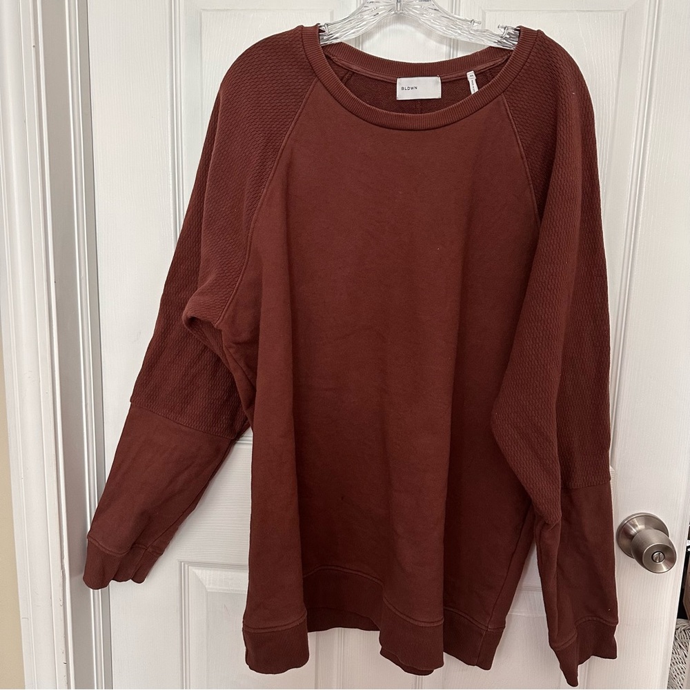Women’s Anthropologie BLDWN Brown Texture Block Crewneck Sweatshirt GUC Sz: XXL